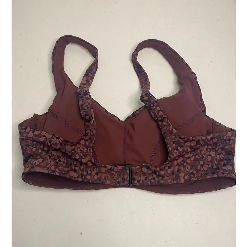 ATHLETA Bondi Bra Cup Bikini Wired Top In Camo Flora Decadent Chocolate 34B 34C‎